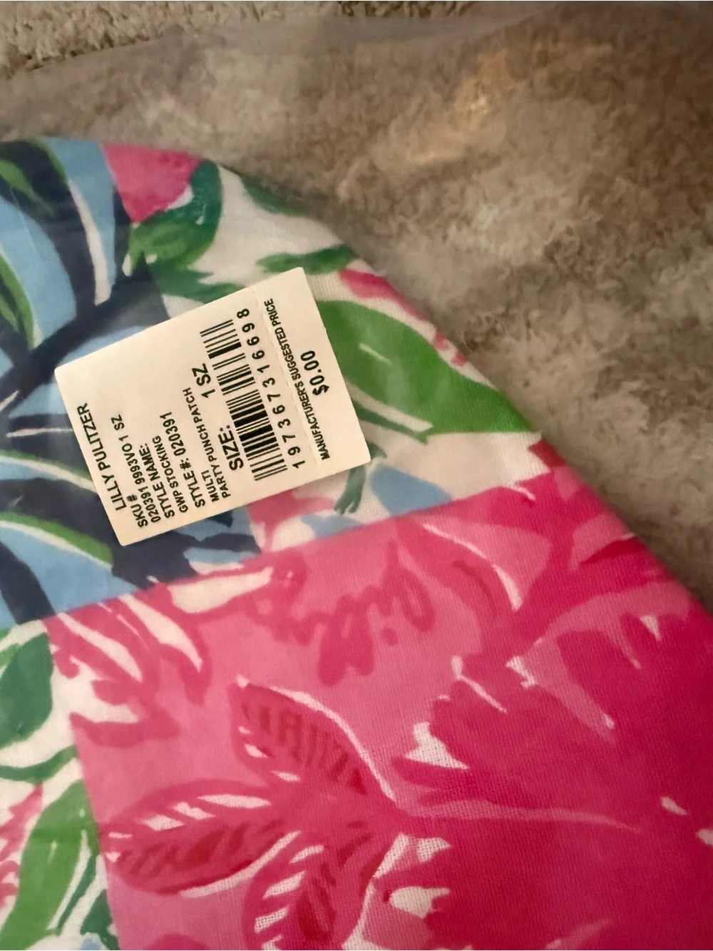 Lilly Pulitzer Patchwork Floral Holiday Stocking party punch patch new pink